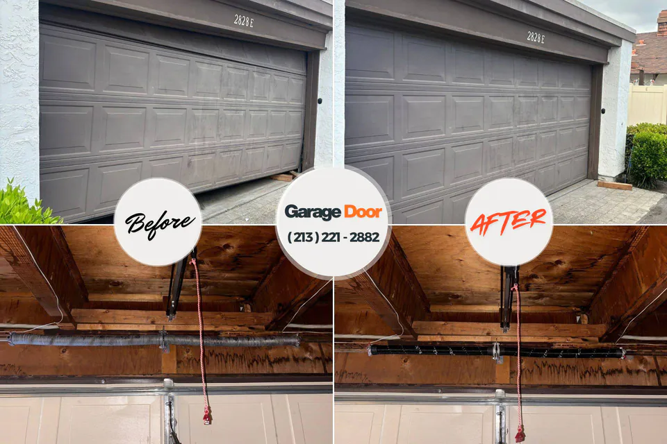 Before and after: garage door repair Ogden Dunes, IN